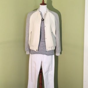 Zara Ivory & Grey Bomber Jacket